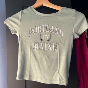 AEROPOSTLE Portland Maine cropped graphic baby tee